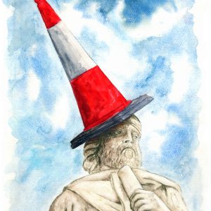 King Alfred's statue, Day time seasonal attire, Wantage, UK